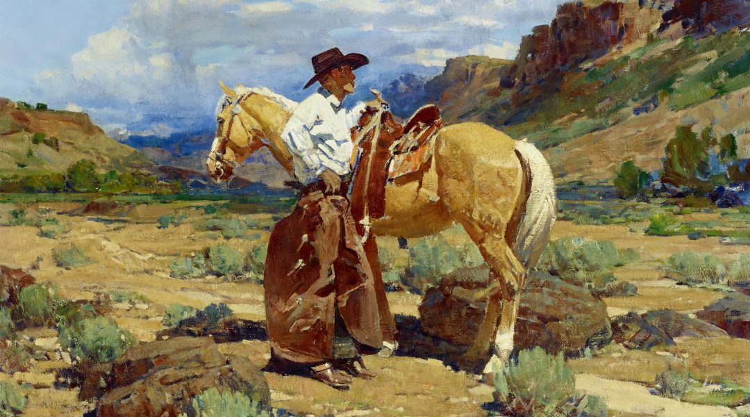 Bonhams — Frank Tenney Johnson (1874-1939) Rimrock Wrangler 28 x 30 in ...