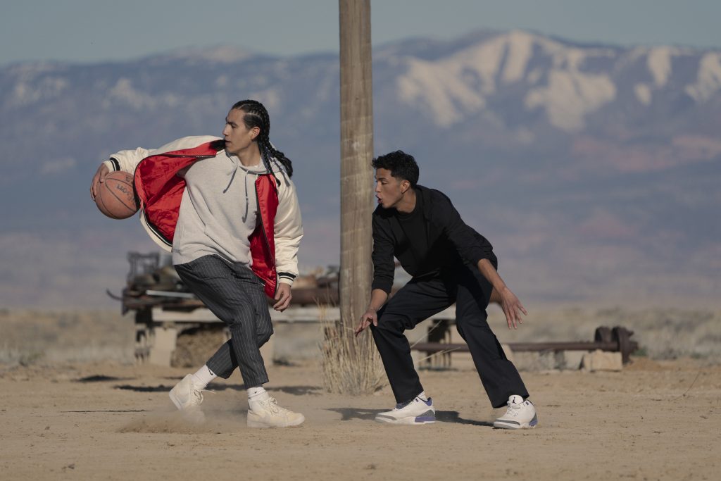 Kusem Goodwind as Nataanii and Kauchani Bratt as Jimmy in "Rez Ball."